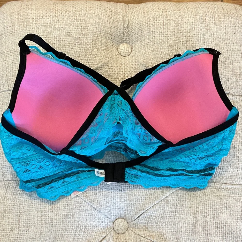 Victoria's Secret Teal and Black Lace Bralette